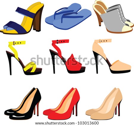 shoes and sandals - stock vector