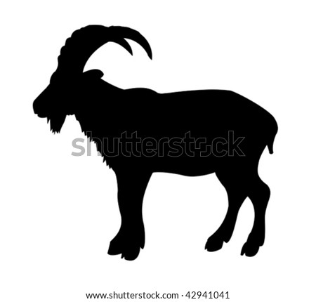 vector silhouette mountain ram on white background - stock vector