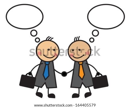 Cartoon Businessman Briefcase Smiling Shaking Hands Stock Vector