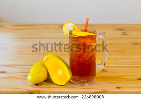 Alcoholic sweet tea with fruit similar to a long island iced tea at a 