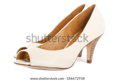 white high heel open toe shoes