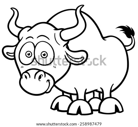 Vector Illustration Cartoon Bull Coloring Book Stock Vector 258987479