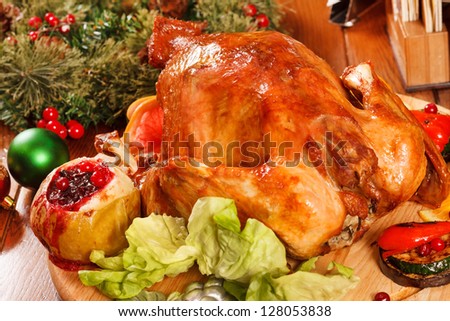 Thanksgiving Turkey On Fall Decorations Mashed Stock Photo 61764382