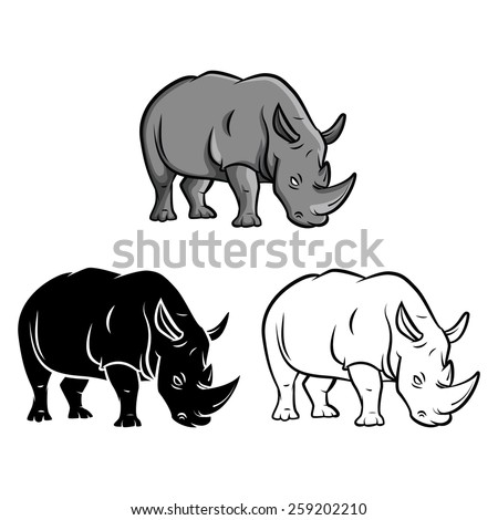 Coloring book rhinoceros cartoon character - vector illustration .EPS10