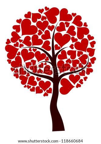 Stylized Love Tree Made Hearts Message Stock Vector Shutterstock