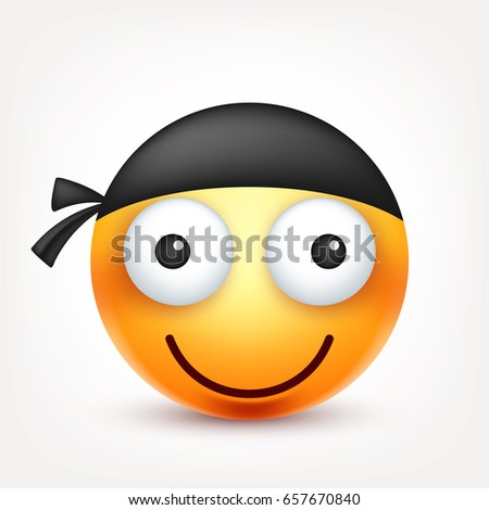 Cute Pirate Smiley Wearing Black Pirate Stock Vektor