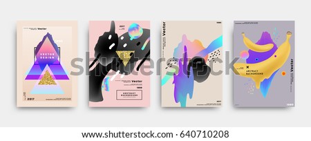 Cover templates with abstract liquid bubbles shapes, 80s memphis geometric style flat and 3d design elements. Retro art for banners, flyers, placards and posters. Esp10 vector illustration. Cover templates with abstract liquid bubbles shapes, 80s memphis geometric style flat and 3d design elements. Retro art for banners, flyers, placards and posters. Esp10 vector illustration.
