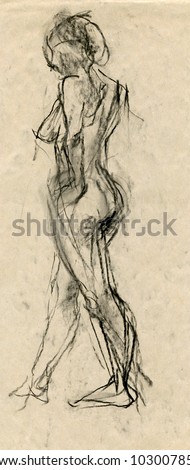 Study Human Figures Expressive Drawing Technique Stock Illustration