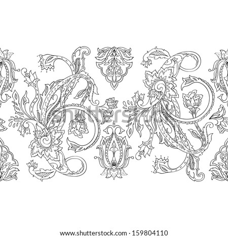 Black Seamless Vector Paisley Pattern Stock Photos, Images, & Pictures