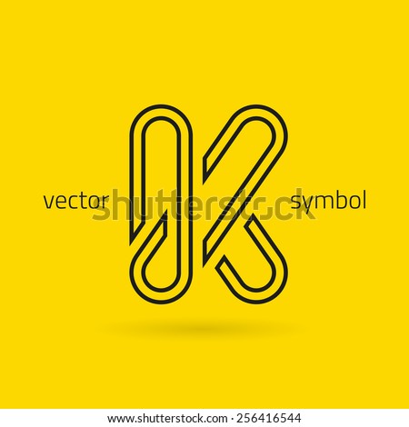 Vector graphic decorative design alphabet / letter K / symbol - stock