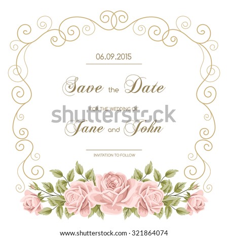 Stock vector vintage wedding invitations 2