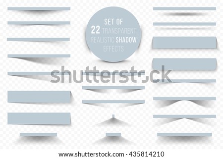Set of transparent realistic shadow effects. Vector illustration for your modern design. Website Design Elements on transparent Background. - stock vector Set of transparent realistic shadow effects. Vector illustration for your modern design. Website Design Elements on transparent Background. - stock vector