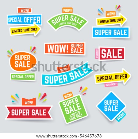 Set of super sale banner for attracting attention. Sale and discounts layout. Vector illustration. Set of super sale banner for attracting attention. Sale and discounts layout. Vector illustration.