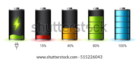 Discharged and fully charged battery smartphone - vector infographic. Isolated on white background Discharged and fully charged battery smartphone - vector infographic. Isolated on white background