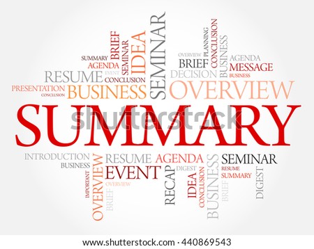 Summary Word Cloud Collage Business Concept Stock Vector Royalty Free