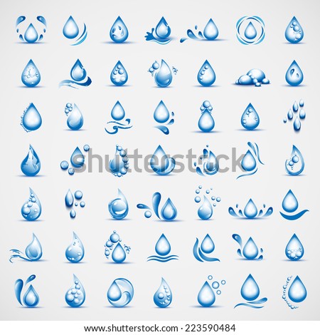 Vector Set Water Drops Icons Signs Stock Vector 123988510 - Shutterstock