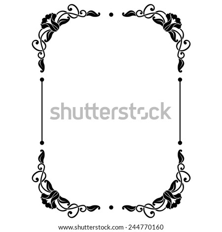 Black Vintage Frame Thin Swirls On Stock Vector 184742477 - Shutterstock