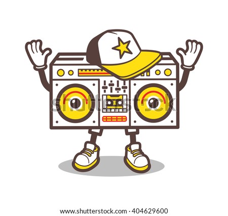 stock vector cartoon boom box character design for tee isolated ghetto blaster comic style t shirt print swag 404629600