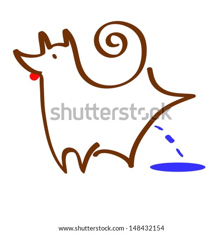 Line drawing of the dog that pees - stock vector