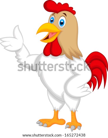 Cute rooster cartoon presenting - stock vector