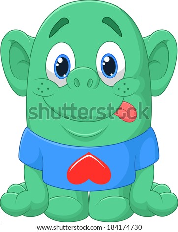 ugly cartoon monster - stock vector