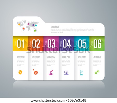 Folder infographics design vector and marketing icons can be used for workflow layout, diagram, annual report, web design. Business concept with 6 options, steps or processes. Folder infographics design vector and marketing icons can be used for workflow layout, diagram, annual report, web design. Business concept with 6 options, steps or processes.