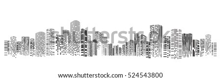 Building and City Illustration at night, City scene on night time Building and City Illustration at night, City scene on night time