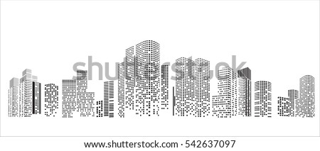 Building and City Illustration, City scene on night time Building and City Illustration, City scene on night time
