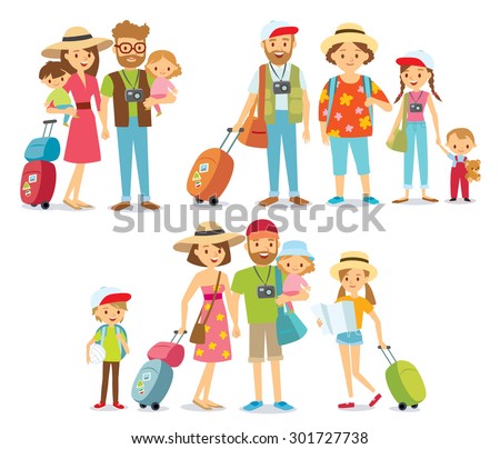 traveling family on vacation - stock vector