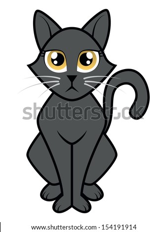 Black Cute Vector Cat Stock Vector 63467920 - Shutterstock