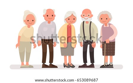 Aged people. Grandparents on a white background. Vector illustration in a flat style Aged people. Grandparents on a white background. Vector illustration in a flat style