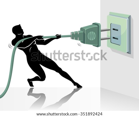 Pulling the Plug-Getting rid of large electric bills concept - stock vector