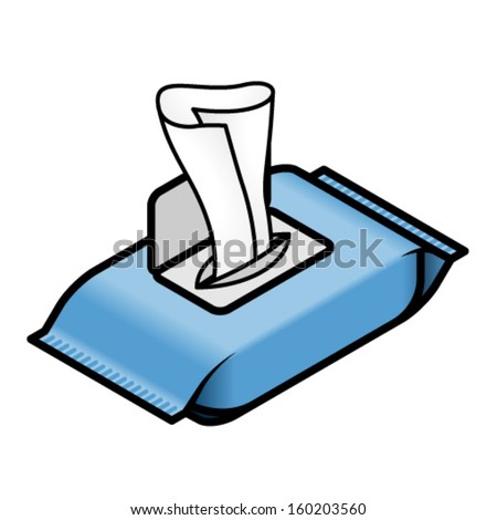 An open pack of wet wipes/ tissues. - stock vector