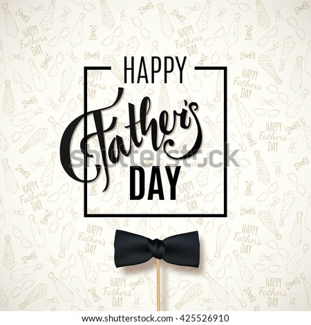 Happy Fathers Day greeting. Vector background with doodle neckties, bow tie and glasses. - stock vector Happy Fathers Day greeting. Vector background with doodle neckties, bow tie and glasses. - stock vector