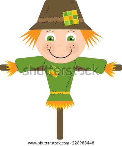 Cute Cartoon Scarecrow - stock vector