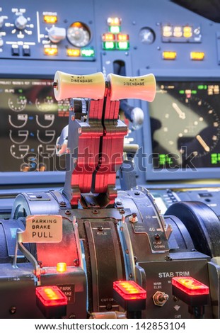 Home+Made+Flight+Sim+Throttle Throttle of an homemade Flight Simulator - stock photo