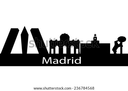 Black Madrid Silhouette Skyline Vector Stock Photos, Images, & Pictures 