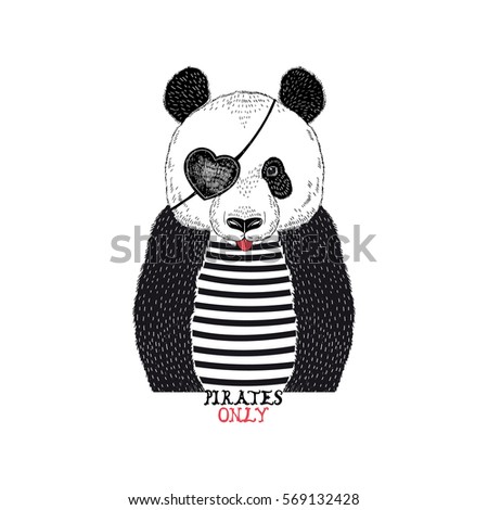 Panda Hat Poppies Vector Bear Panda Stock Vector 143546824 - Shutterstock