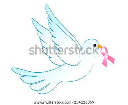 Flying White Dove Breast Cancer Awareness Stock Vector