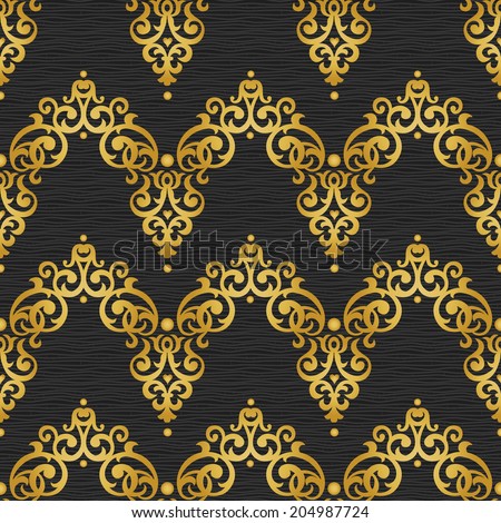 Vector seamless pattern in Victorian style. Golden element for design
