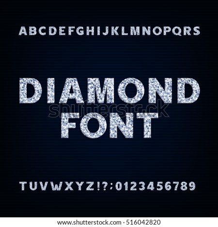 Diamond alphabet font. Brilliant letters symbols and numbers. Stock vector typeface for your design. Diamond alphabet font. Brilliant letters symbols and numbers. Stock vector typeface for your design.