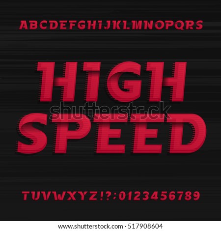 High speed alphabet font. Oblique dynamic letters numbers and symbols on a dark background. Vector typography for your design. High speed alphabet font. Oblique dynamic letters numbers and symbols on a dark background. Vector typography for your design.