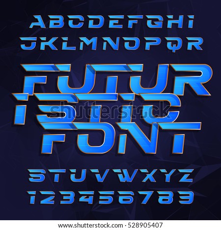 Futuristic alphabet vector font. Effect type letters and numbers on a polygonal background. Vector typeface for your design. Futuristic alphabet vector font. Effect type letters and numbers on a polygonal background. Vector typeface for your design.