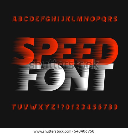 Speed alphabet font. Wind effect type letters and numbers on a dark background. Vector typeface for your design. Speed alphabet font. Wind effect type letters and numbers on a dark background. Vector typeface for your design.