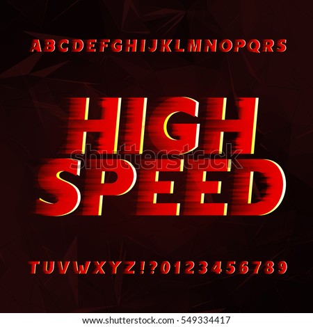 Speed alphabet vector font. Wind effect type letters and numbers on a abstract background. Vector typeface for your design. Speed alphabet vector font. Wind effect type letters and numbers on a abstract background. Vector typeface for your design.