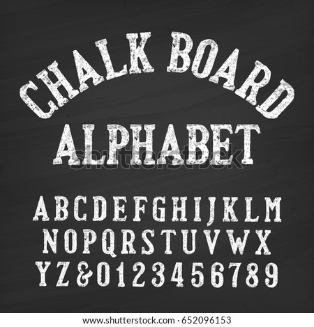 Hand drawn chalk board alphabet font. Vintage letters and numbers on a distressed background. Retro vector typeface for your design. Hand drawn chalk board alphabet font. Vintage letters and numbers on a distressed background. Retro vector typeface for your design.