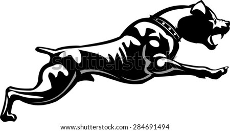 Tattoo American Staffordshire Terrier dog jumping - stock vector
