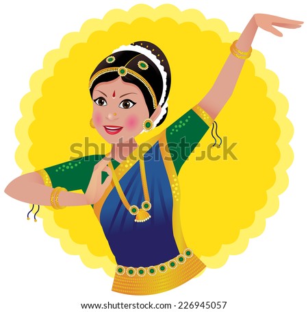 stock vector south asian indian woman in traditional dance bharatnatyam clothing and pose 226945057