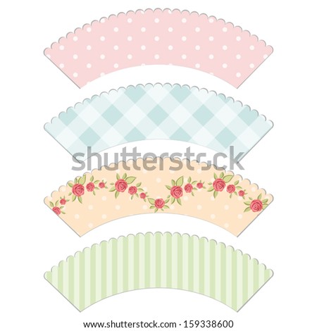 with vintage in Set roses lace templates cupcake   cupcake wrapper shabby  vintage of cases chic