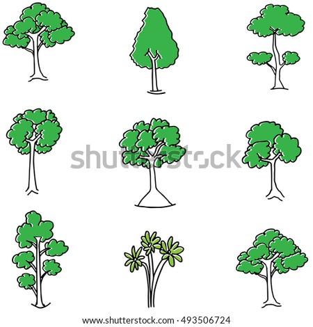 Vector Trees Set Stock Vector 73505689 - Shutterstock